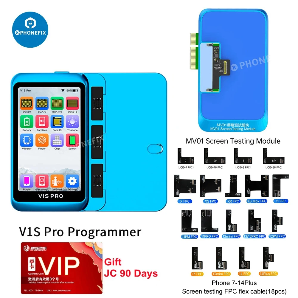 JCID MV01 Screen Testing Module V1S Pro Programmer for Apple iPhone Screen Full-functions Testing for Huawei Samsung Xiaomi VIVO