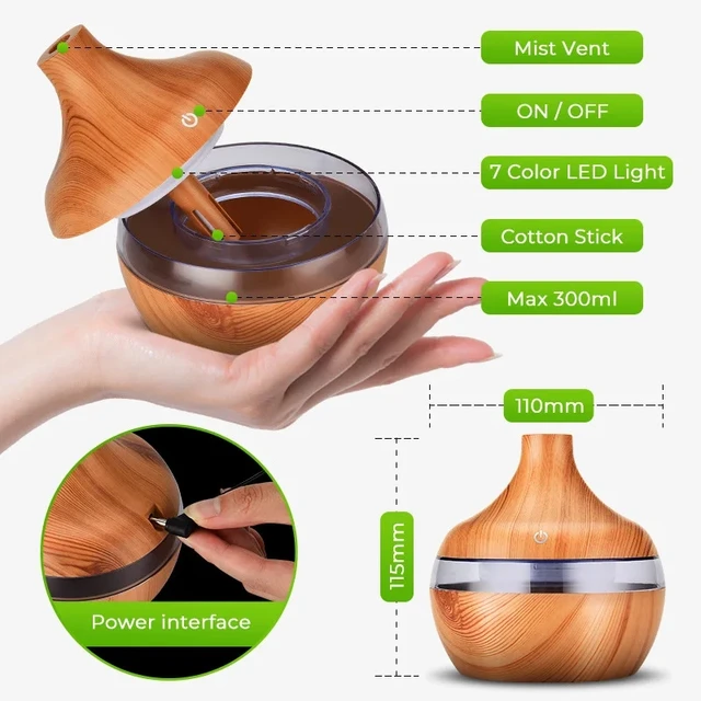 Electric Aroma Air Diffuser. Wood Ultrasonic Air Humidifier Essential Oil Aromatherapy Cool Mist 3