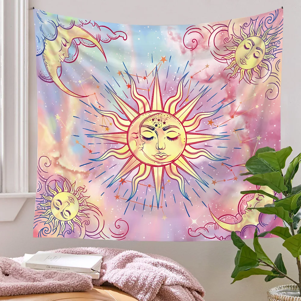 

Mandala Boho Wall Tapestry Sun Face Tarot Wall Hanging Home Decor Sofa Bed Bedroom Decoration Tapestry Aesthetic 150x200 Cm
