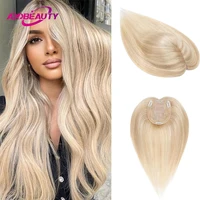 Machine Toupee for Women Straight Indian Human Hair Wigs Silk Base Top Hairpiece Swiss Lace Hair Topper Natural Hairline Blonde