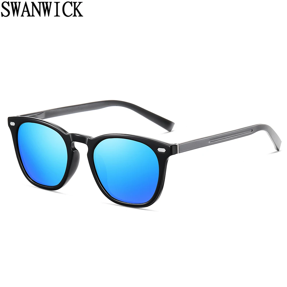 

Swanwick fashion sunglasses for men UV400 TR90 square sun glasses polarized driving women unisex brown green aluminum magnesium