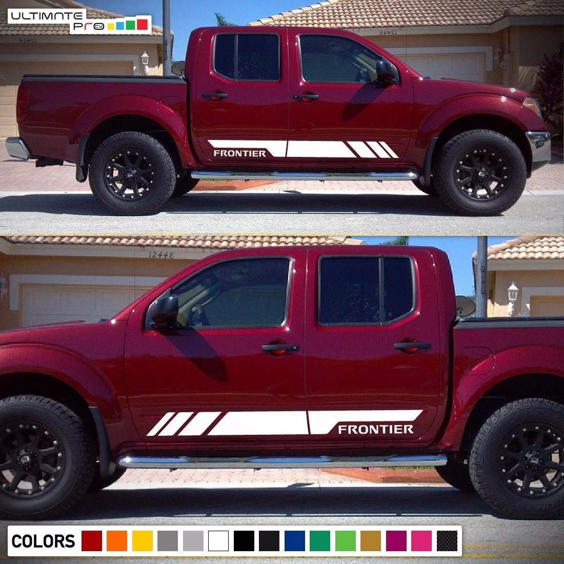 

For 1Set/2PcsDecal Sticker Side Stripe Body Kit Nissan Frontier Door Sill Bumper Mirror Car Styling