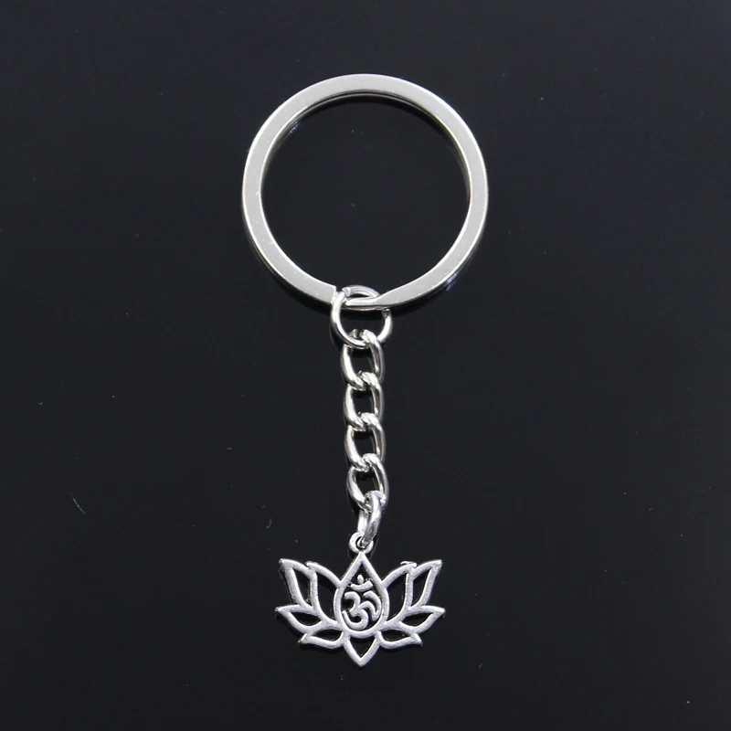 Mode Schlüssel bund 21x17mm Lotusblume Yoga om Silber Farbe Anhänger DIY Männer Schmuck Auto Schlüssel anhänger Ring halter Souvenir für Geschenk