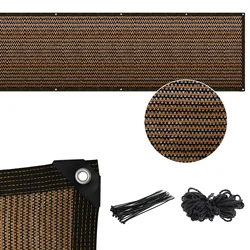 Premium Privacy Fence Screen with Mesh Shade Net - Includes 50 Zip Ties & 10m Rope, Optimal Shading Solution (3.28×19.68ft) (Brown 1x6m)