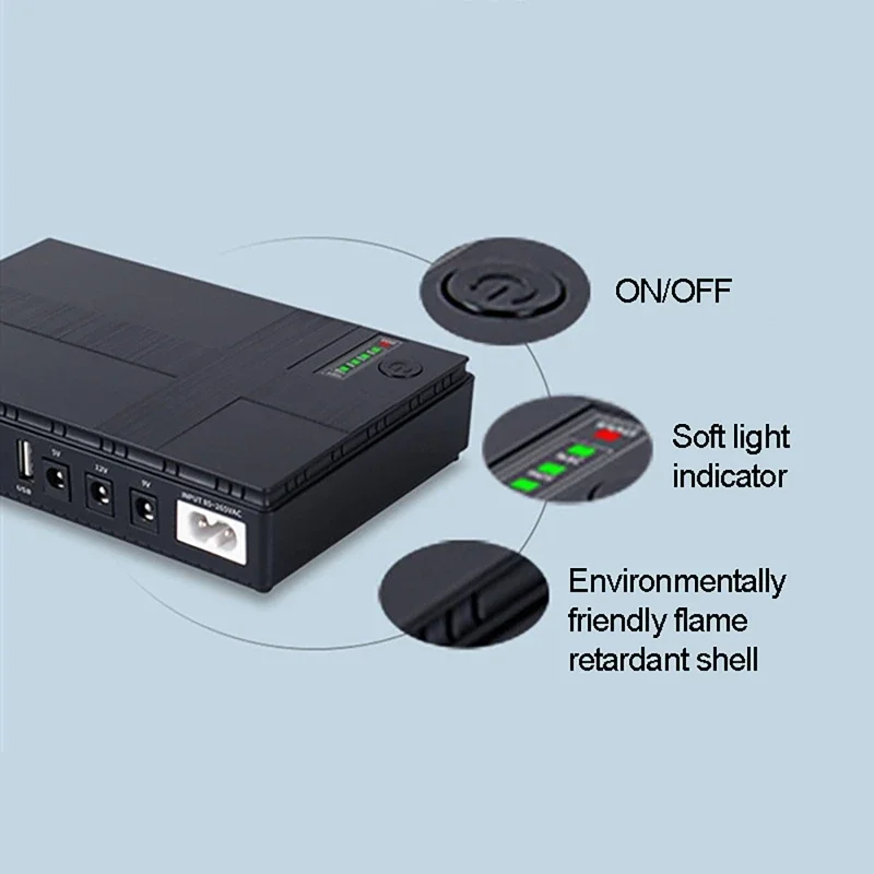 Uninterruptible Power Supply Portable UPS Mini UPS 10400Mah 5V 9V 12V Mini UPS for WIFI Router IP Cam
