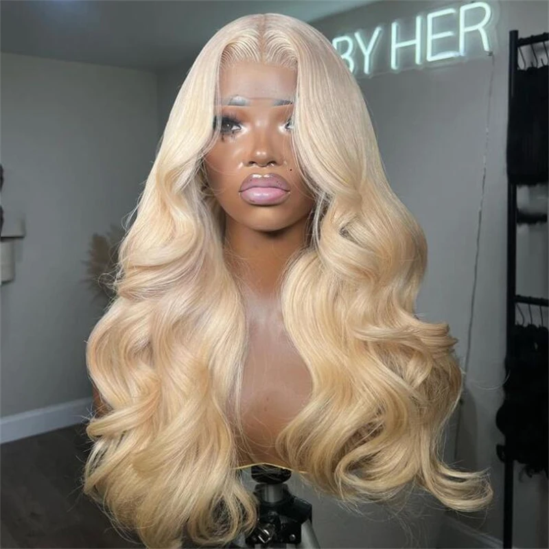 

26Inches 180% Density 613Blond Soft Glueless Long Preplucked Natural Wave Lace Front Wig For Black Women With BabyHair Daily