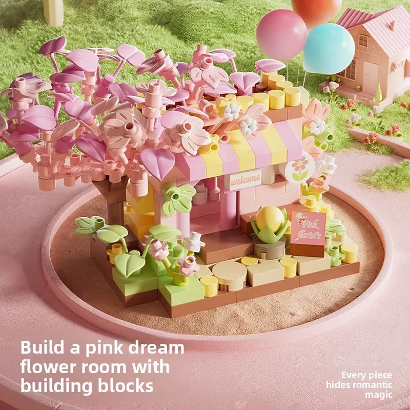 Mini Stadt Street View Blumenladen Lebensmittel Haus Bausteine Kit Wohnkultur Mädchen Montage Ziegel Modell Kinder Pädagogisches Spielzeug – Detail 4