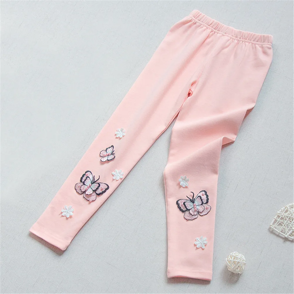 Winter Kids Warm Leggings Butterfly Design Pencil Pant Children Thicken Wool Trousers Toddler Girl Leggins A3042