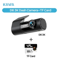 KAWA Dash Camera with 1440P Recording, Voice Control, Night Vision, and 24 - Hour Parking Mode - 32G (D6 3K Vocie Control)