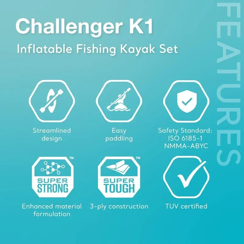 Challenger Super Strong PVC Inflatable Deluxe 86 in Kayak with Paddles & High-Output Pump 6