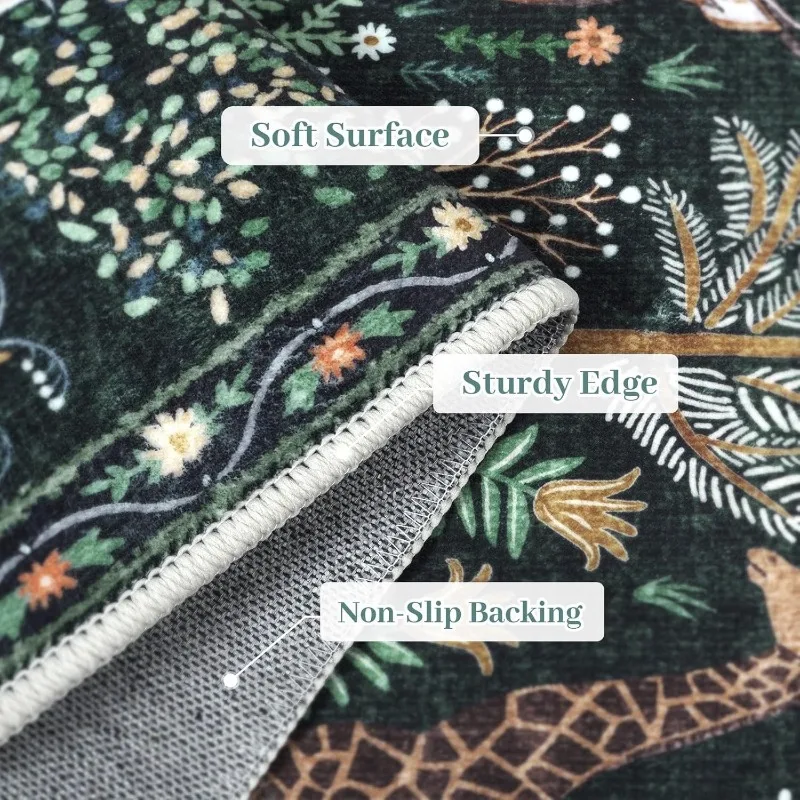 Fashion Retro Living Room Carpet Animal Floral Print Bedroom Rug Machine Washable Non-slip Coffee Table Floor Mat Tapis Alfombra