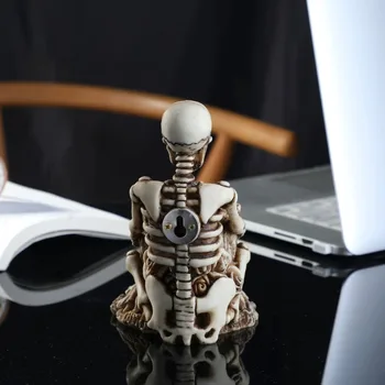New Creative Skull Multifunctional Storage Rack Desk Storage Pen Holder Resin Cosmetics Storage Halloween Gift 2