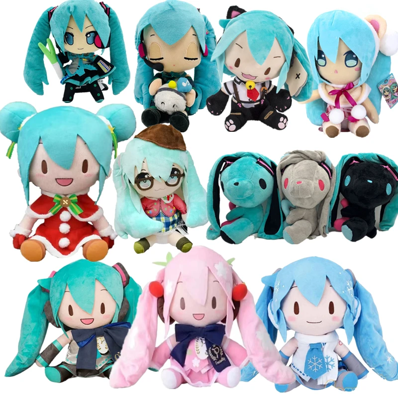 Original Hatsune Miku Doll Christmas Style Hatsune Cos Doll Japanese Anime Take Green Onion Bowknot Hatsune Girl Gift Plush Toy take 6 he is christmas 1 cd