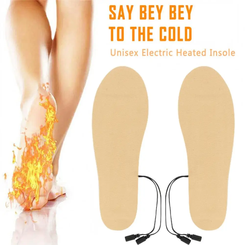 

1 Pair Heated Insoles Cuttable Design Warm Safe Keep Warmth USB Electric Heated Shoe Insole Feet Warmers for Trip