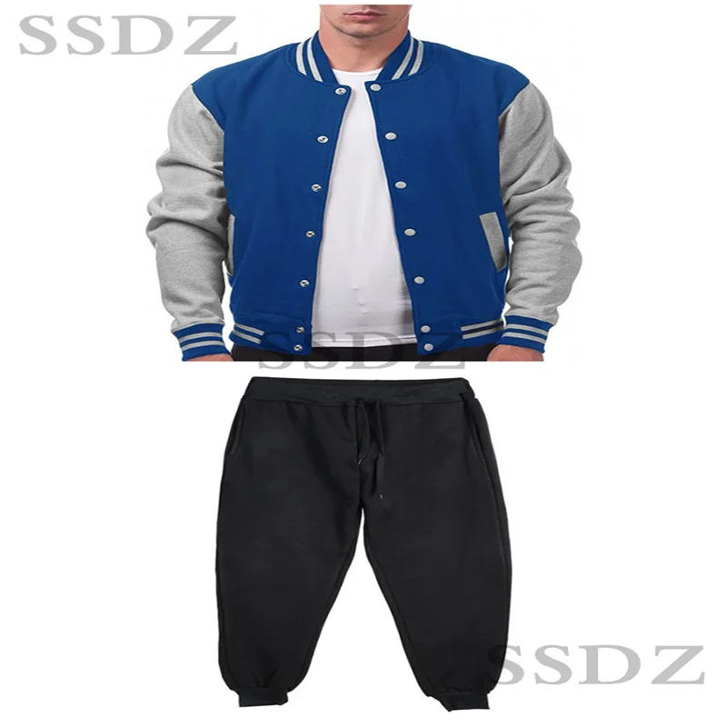 SSDZ New Men's hoodie casual suit Spring and Autumn new fashion versatile breathable cardigan stand up collar jacket sports suit