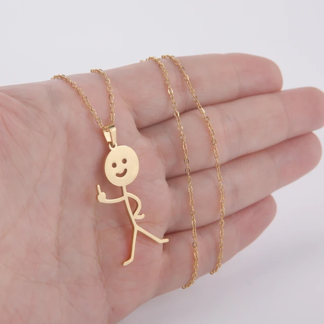 Funny Doodle Necklace,personalized Matchstick Hand Gesture Necklaces Silver  Smiley Middle Finger Necklace Pendant Necklace Jewelry Gift For Men Women,  | Fruugo TR