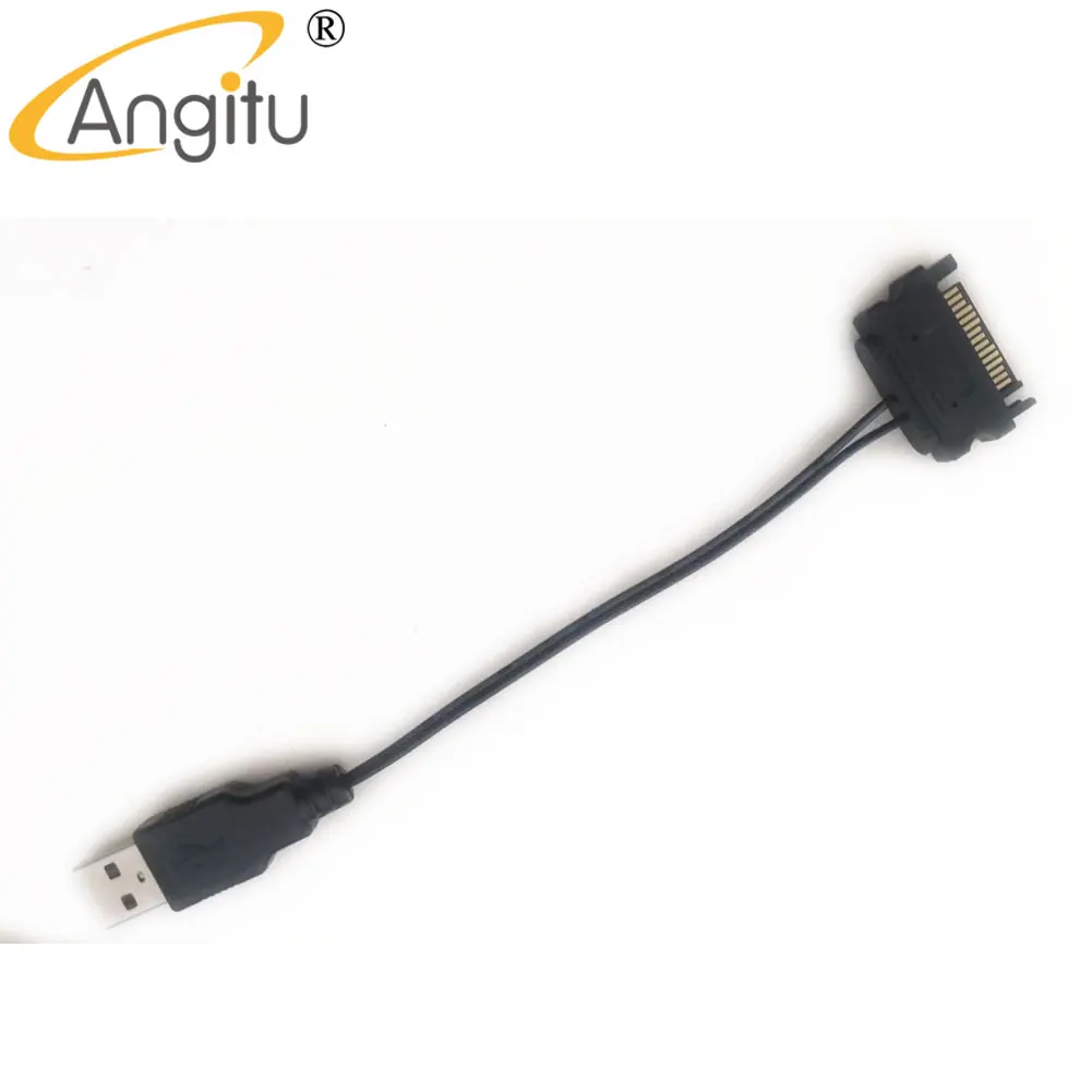 Angitu 노트북용 USB-SATA 수 전원 어댑터 케이블, 2.5 하드 드라이브 HDD SSD-15cm, 5V