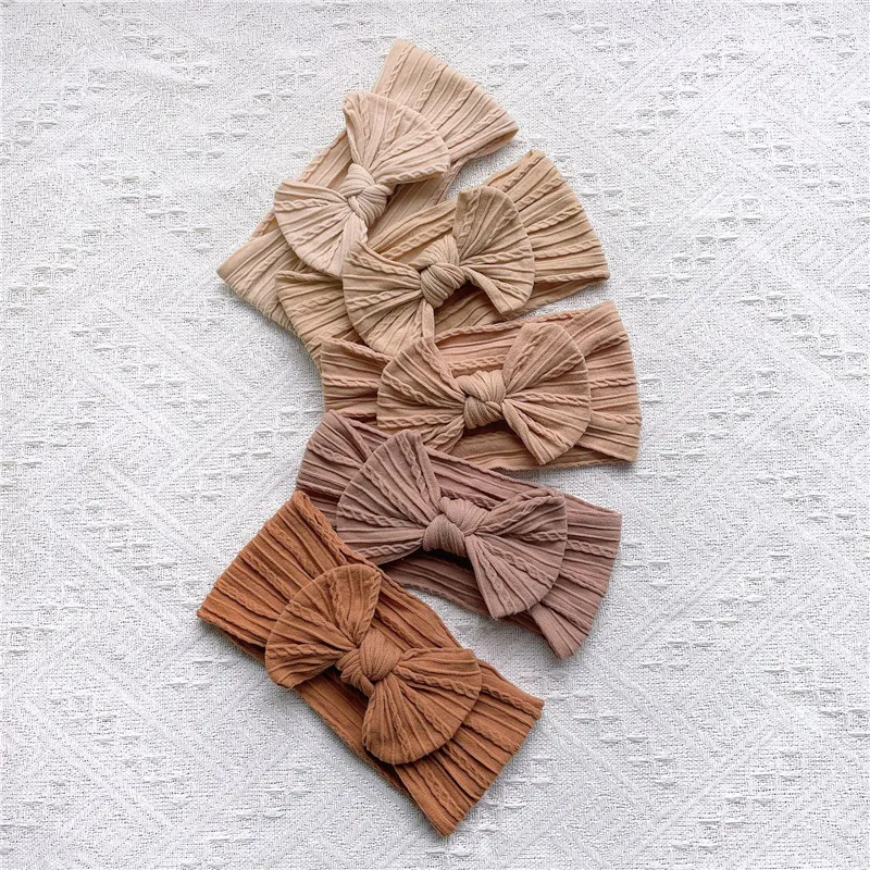 Baby Cute hair bands Soft Elastic Bowknit Newborn Toddler Priccess Girls Hair Band Bows Accessories For 0-2Years 5Pcs/Set
