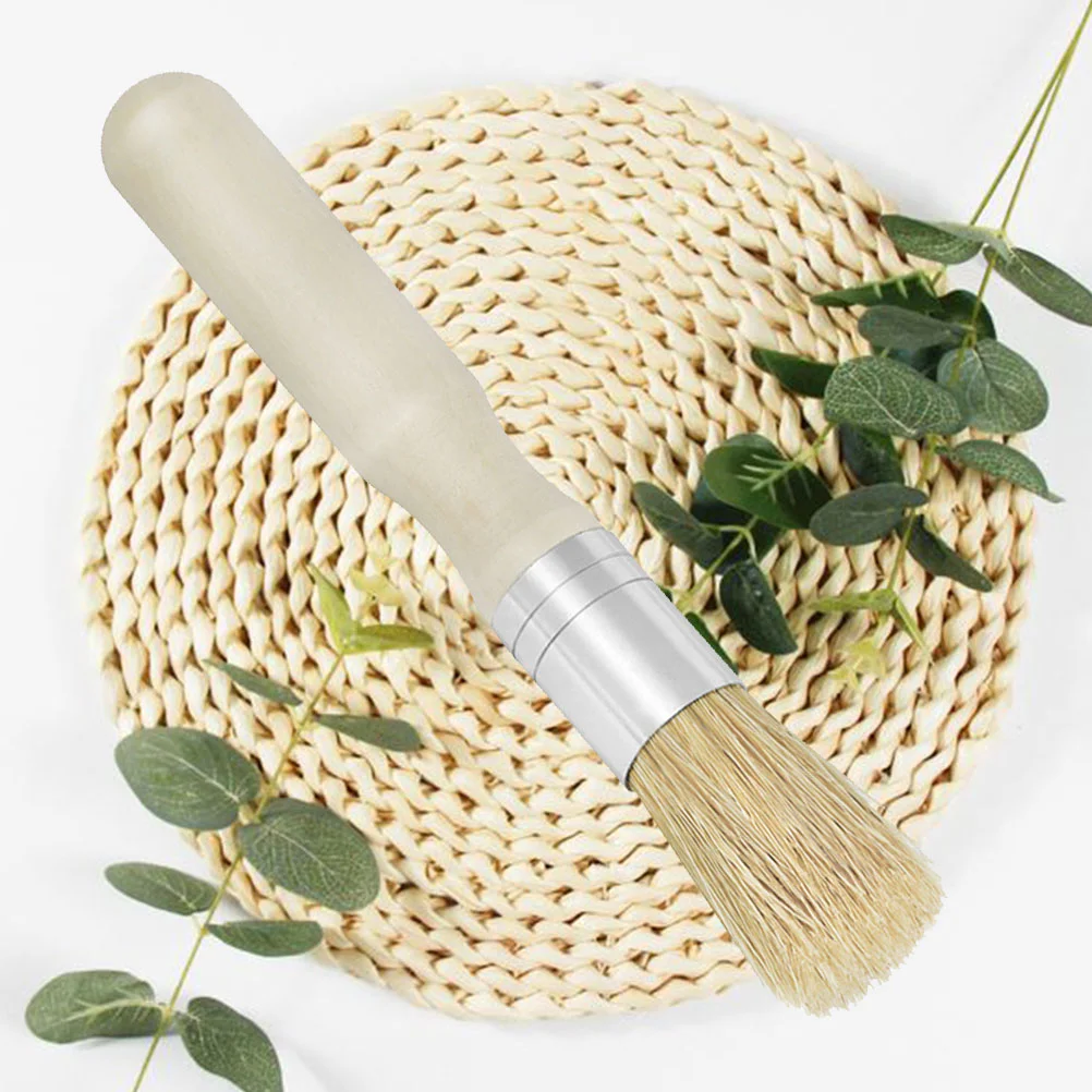 

Professional Chip Brush Chip Brush Round Wooden Handle Painting Brush Natural Bristles Brush for Barbecue Wall Furniture Oil