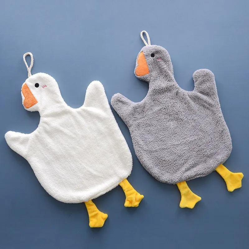 Cartoon Goose Hand Towel Children Baby Bath Towel Cute Absorbent Hanging Duck Wipe Towel Soft Kids Towels Washcloth Handkerchief