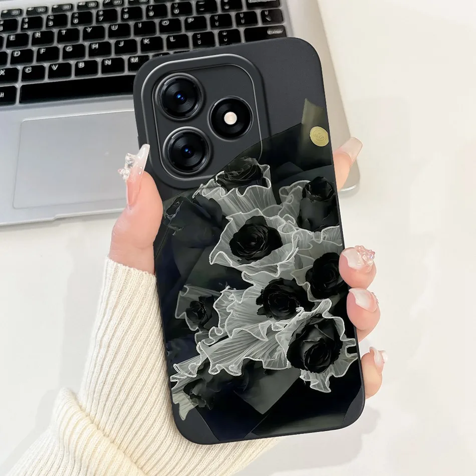 Beautiful Bow Rose Painting Soft Silicone Shockproof Phone Case