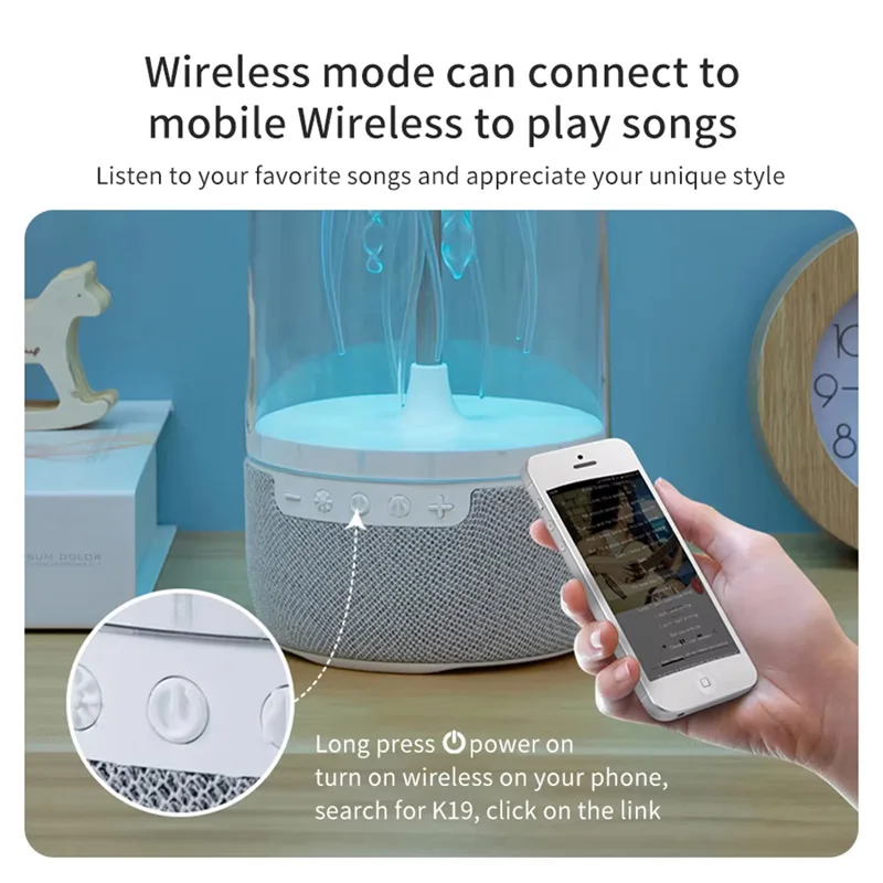 K19 Creative Portable Colorful Jellyfish Lamp Bluetooth Speaker HiFi Stereo 3D Surround Subwoofer Home Theater Sound System 3