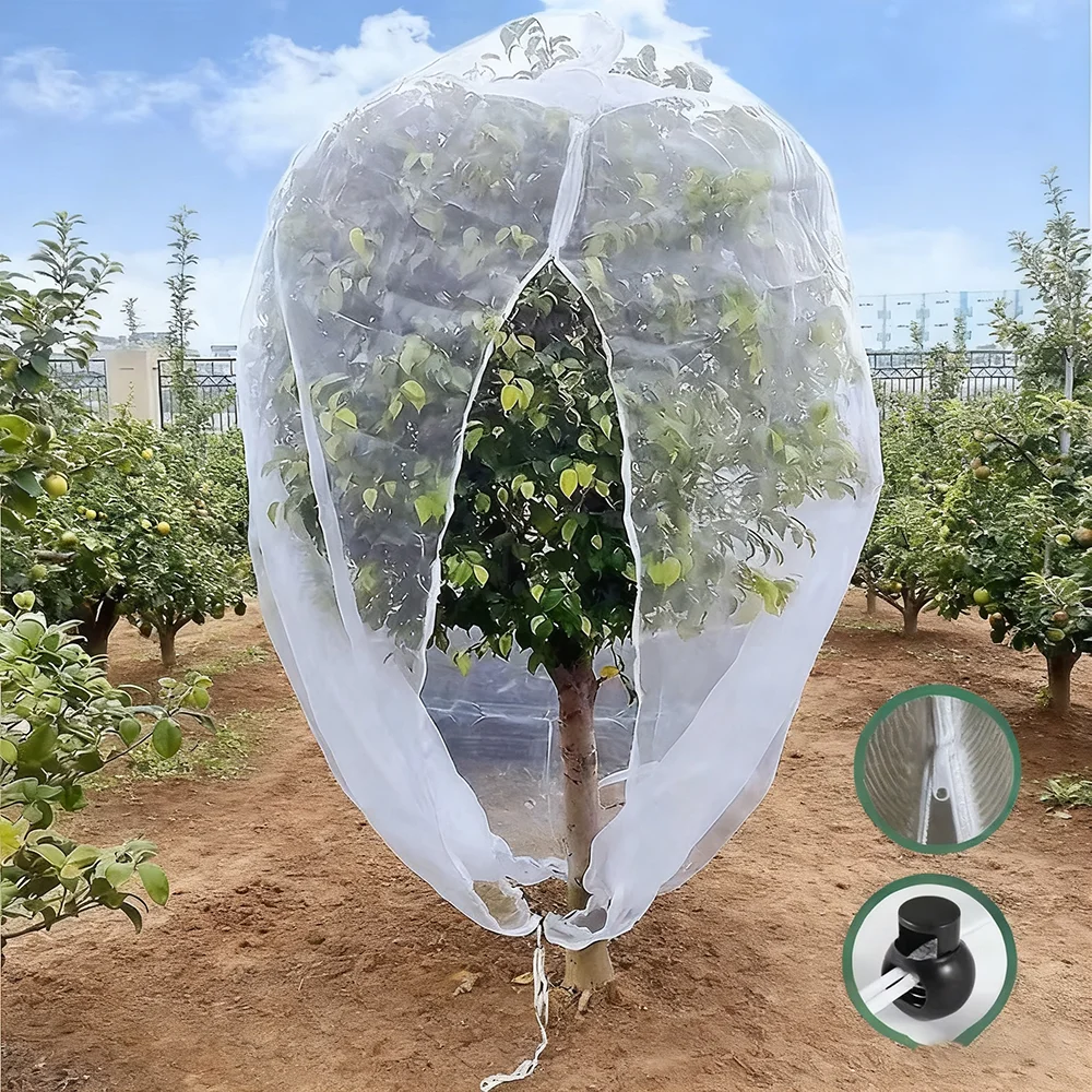 Extra dickes Gartennetz mit Kordelzug & Reißverschluss, PE-Vogelschutznetz für den Schutz von Obst, Zitrusfrüchten, Blumen und Pflanzen