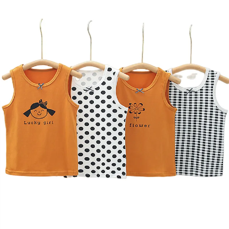 Girls Tank Tops 3pcs Children Undershirt Girls Cute Design Singlet Cotton Underwear Tank Soft Breathable Tank Tops for Baby Girl Size 110-150 girls tank tops
