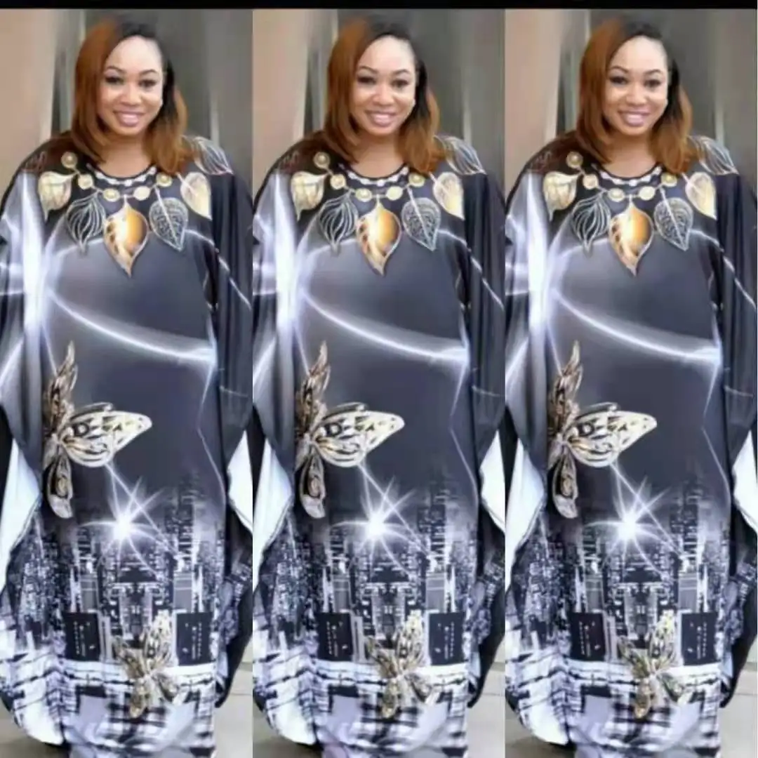 

2022 African Dress for Women Spring Summer African Women Round Neck Fashion Printed Plus Size Dress Robe African Clothes Women