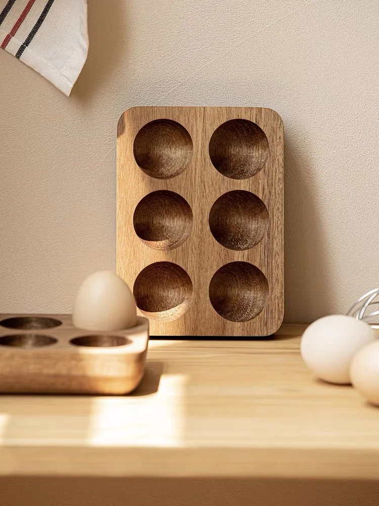 Egg storage tray, Acacia wood Japanese solid wood egg tray, kitchen and home refrigerator, creative breakfast egg box 4