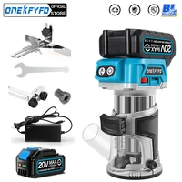 Brushless 6 Speeds Electric Trimmer Aluminum Alloy Base Cordless Wood Router Woodworking Engraving Slotting for Makita Battery 1