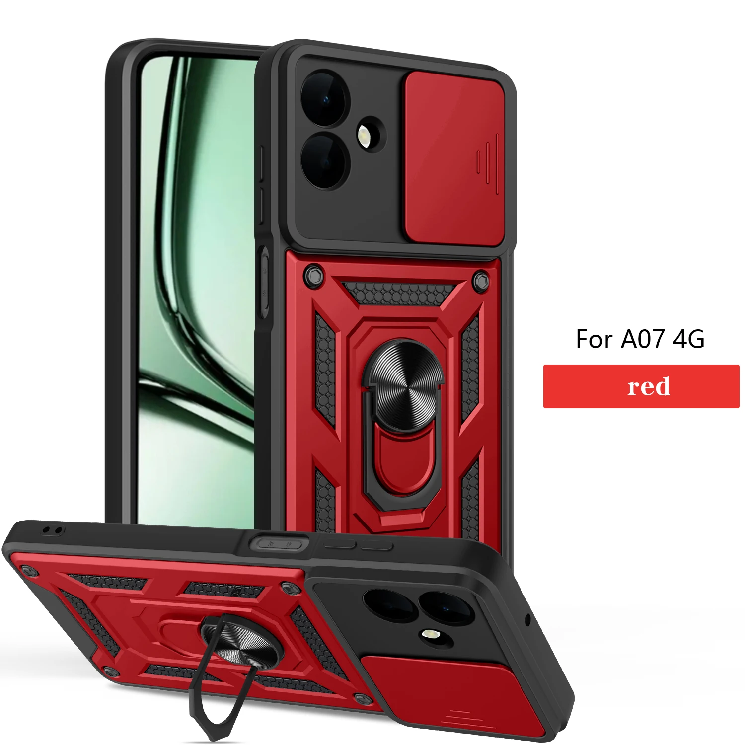 Armored Protective Phone Case with Magnetic Ring and Camera Protection