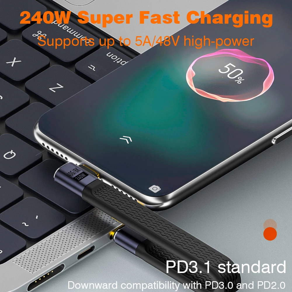 USB 4 90 Degree Thunderbolt3 Elbow USB C Cable 40Gbps Thunderbolt 4 Angle Type C Cable for SSD Laptop Macbook Elbow Connector BEST SELLERS