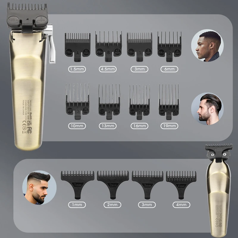 RESUXI 642 New 2 in 1 All-metal Electric Hair Clippers Set High-power Hair Trimmer for Men Barber Cutting Machine Tools