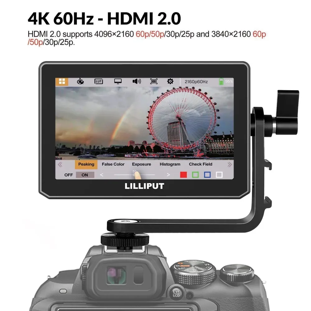 Фото 5-дюймовый полевой монитор LILLIPUT T5 для цифровой зеркальной камеры Waveform 3D LUT HDR сенсорный экран IPS FHD 4K HDMI-совместимый 60 Гц для видеокамеры №5