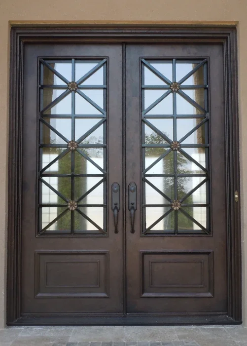 Factory Supply Cast Wrought Iron Exterior Door Iron Window And Door Grills Entry Iron Door 4