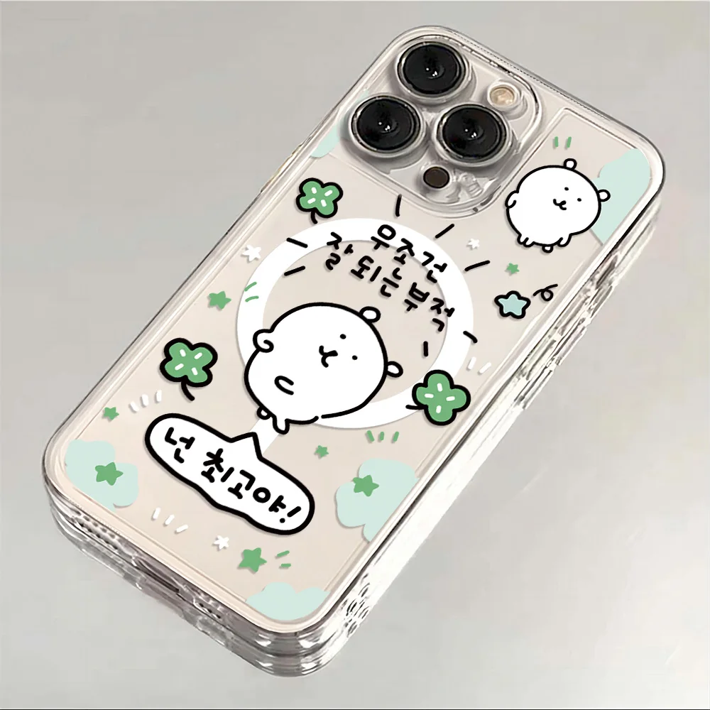 Ins Korean Letter Cute Y2K Magnetic Phone Case - Soft Clear TPU