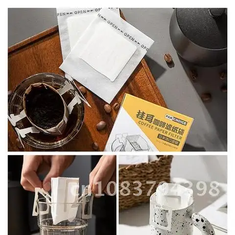 

Lot 50pcs Thicken Wooden Coffee Filters Bag Hanging Ear Coffee Espresso Hand Drip Paper Eco-Friendly Coffee Maker Accessories