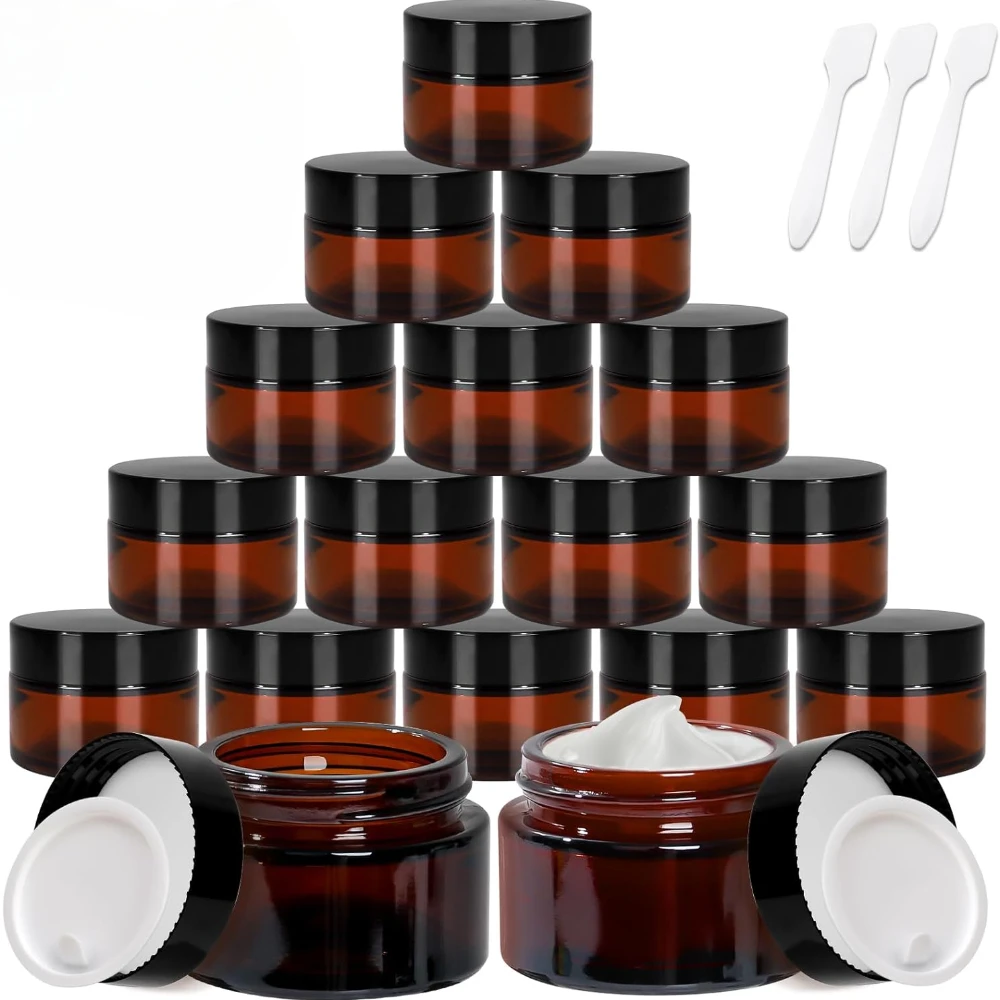 5pcs 5g-50g Amber Brown Glass Cosmetic Jar Face Cream Bottles Portable Travel Face Cream Cosmetic Container Accessories 6pcs 5g 10g 15g 20g 30g 50g glass amber brown cosmetic face cream bottles lip balm sample container jar pot makeup vials