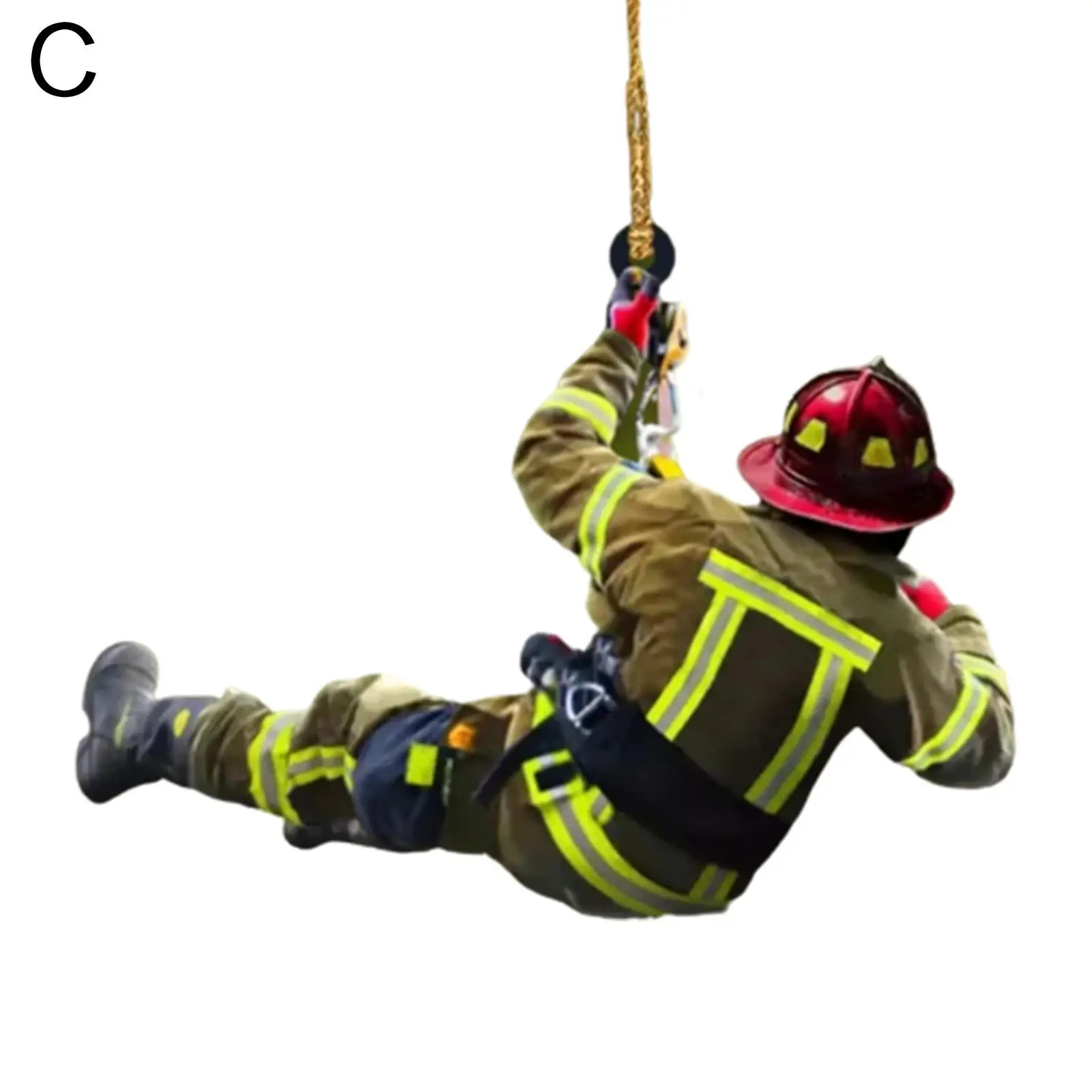 thumbnail image 1 of Colgante de bombero de Navidad personalizado, árbol de Navidad, decoración del hogar, llavero con colgante periférico de coche de madera con fuego creativo, 1 of 5