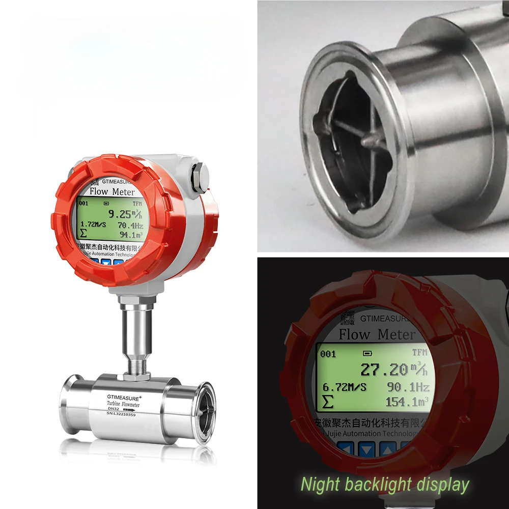 Digital Turbine Flow Meter 1 2 Inch RS485 Pulse Clean Liquid Water Milk Hydraulic Oil Flow Meter LCD Display