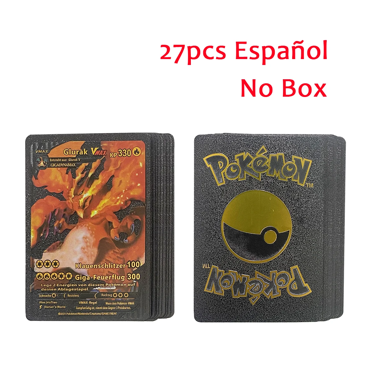 thumbnail image 1 of 27-55Pcs 3D Cards Colorful Shining Gold Silver Black English Vmax Gx Charizard Pikachu Collection Card Kids Toys Gifts, 1 of 5