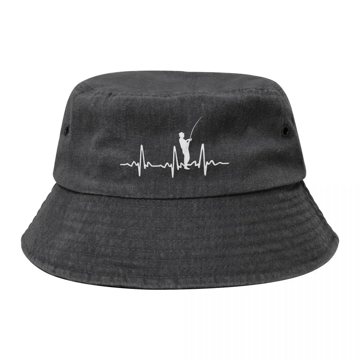 

Fisherman Heartbeat Fishing Decal Cowboy Denim Fisherman Hat With Printing