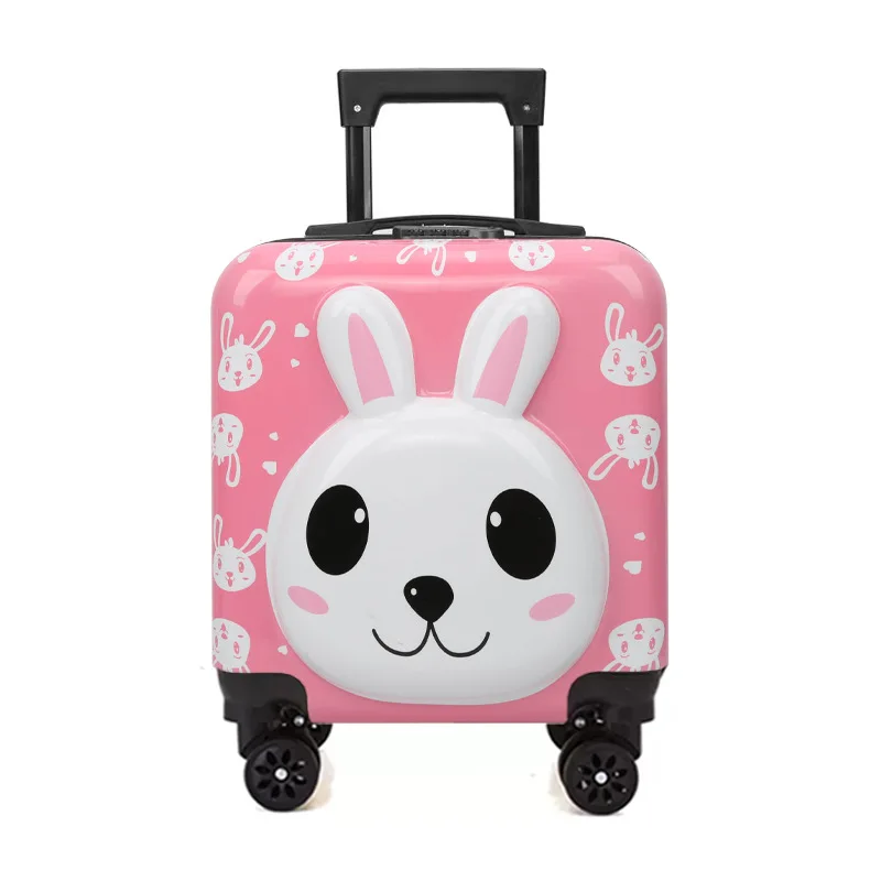 Cartoon Animal Boys Girl Trolley Case 18 Inch Student Suitcase With Universal Wheel Password Zipper Lock For Travel Cute_voghion.com