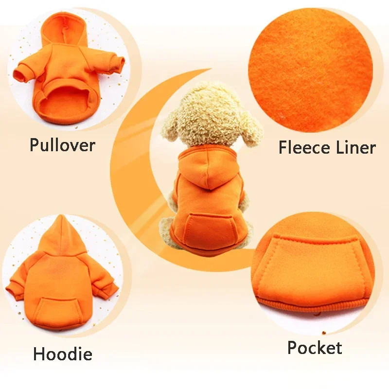 Fashion Dog Clothing Autumn Winter Small Pet Clothes Thickening Warm Solid Color Two-Feet Hooded Weater Casual Pet Products pet clothes