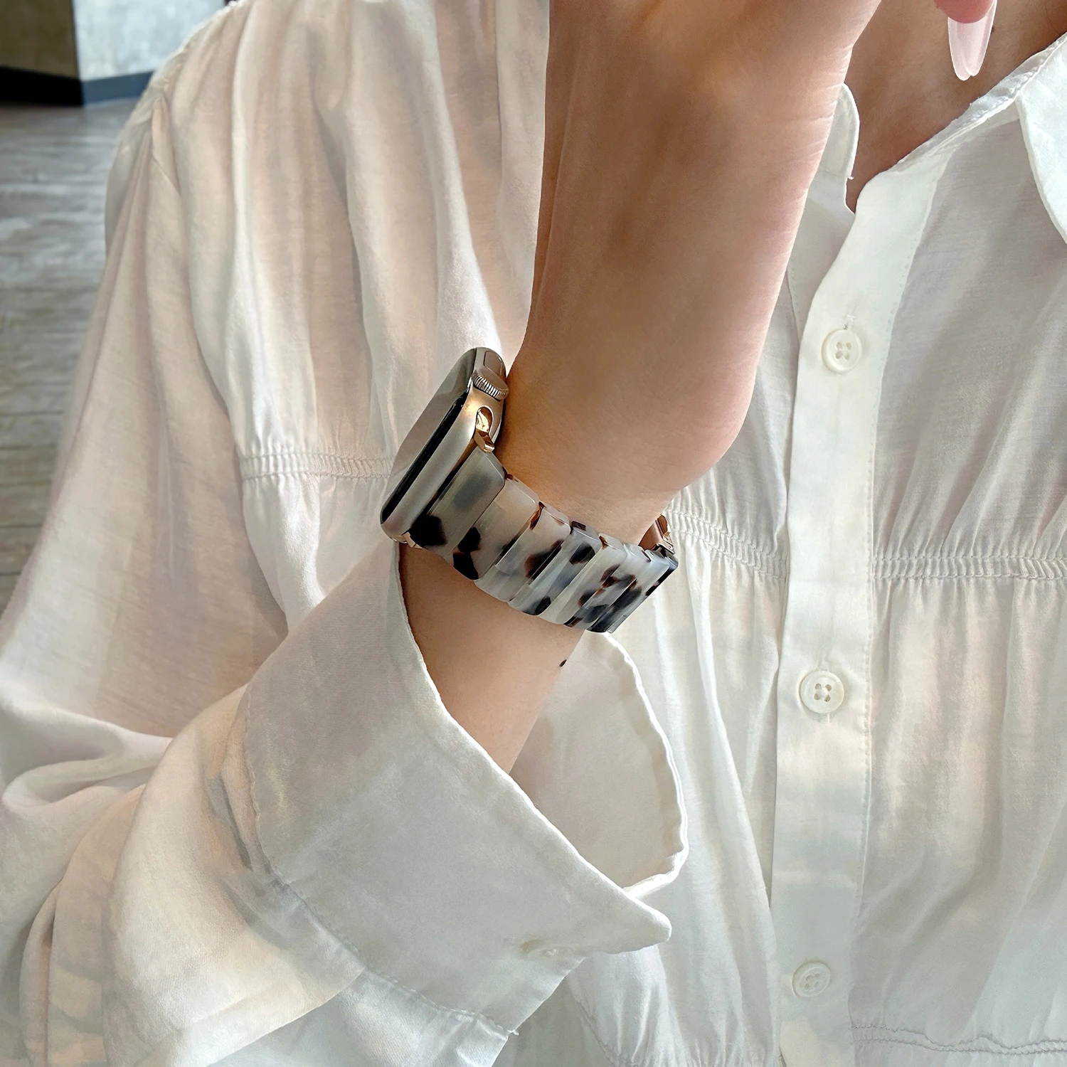 Customizable Resin Watch Strap with Butterfly Buckle - Universal Fit