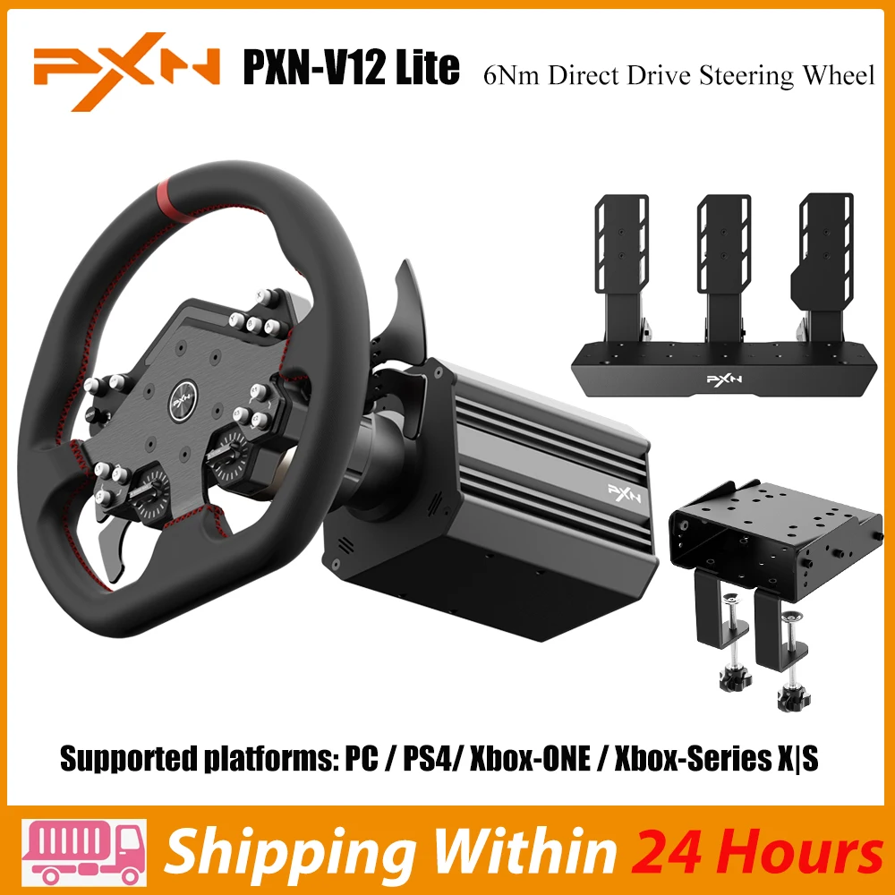 

PXN V12 Lite 6Nm Real Direct Drive Force Feedback Gaming Steering Racing Wheel Simulator for PC Windows 7/8/10/11/PS4/Xbox One