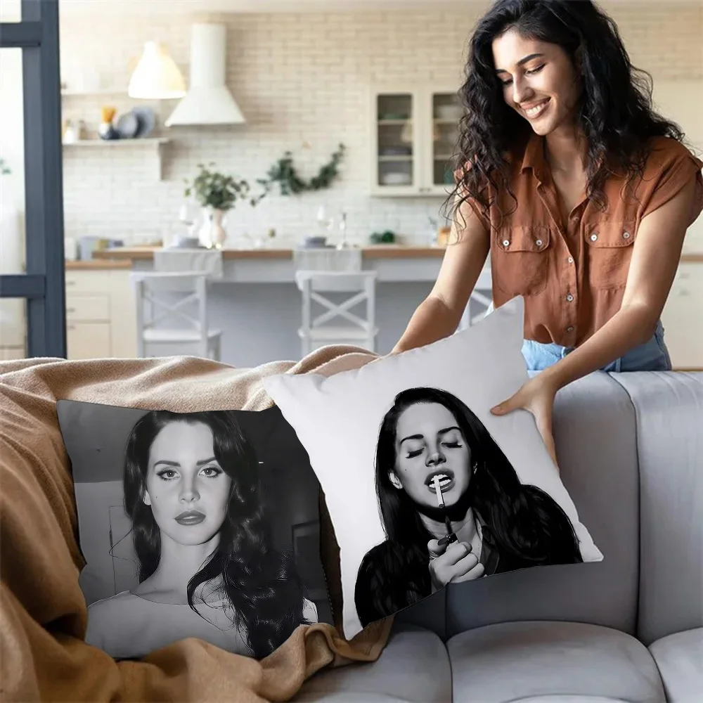 L-Lana Del Rey Pillow Covers Cartoon Sofa Decorative Home Double-sided Printing Short Plush Cute Cushion Cover 3