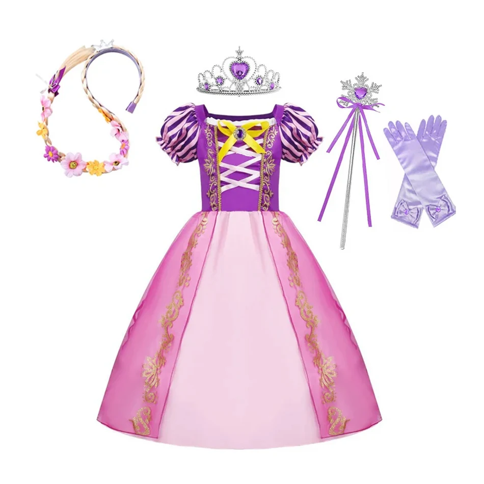 thumbnail image 1 of Vestido de princesa Rapunzel para niñas, disfraz de Enredados, conjunto de ropa para fiesta de cumpleaños, carnaval y Halloween, 1 of 5