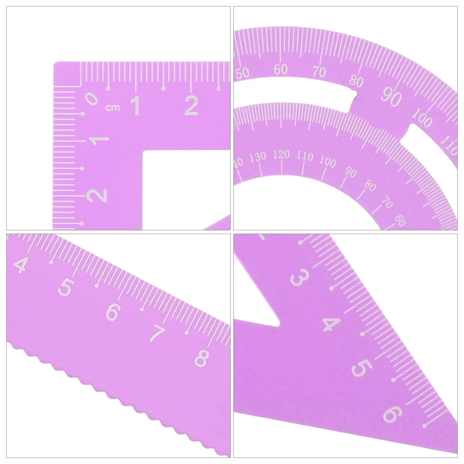 4Pcs 수학 기하학 자 세트 알루미늄 합금 전문 드로잉 측정 도구 사무실 학교 문구 각도기 삼각형